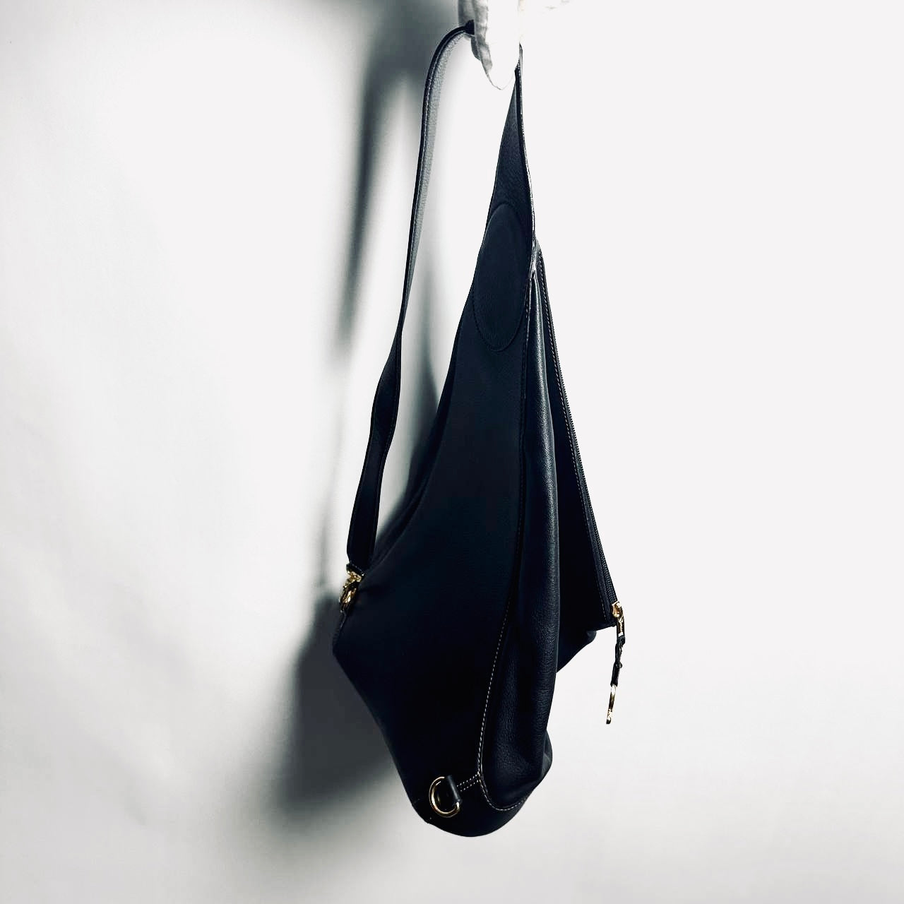 Loewe Anton Black GHW Monogram Logo Leather Shoulder Sling Bag With Pouch