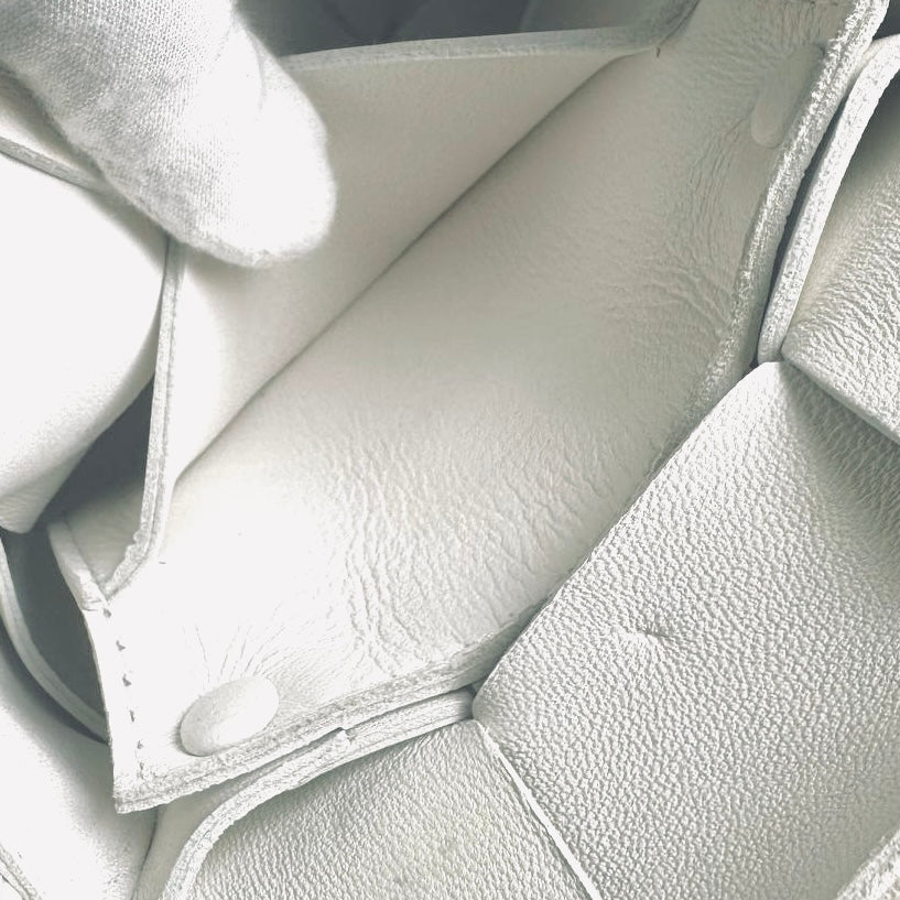 Bottega Veneta BV Cassette White GHW Woven Nappa Leather Mini Full Flap Shoulder Sling Bag