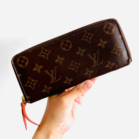 Louis Vuitton LV Clemence Monogram Logo GHW Zippy Zip Around Long Wallet