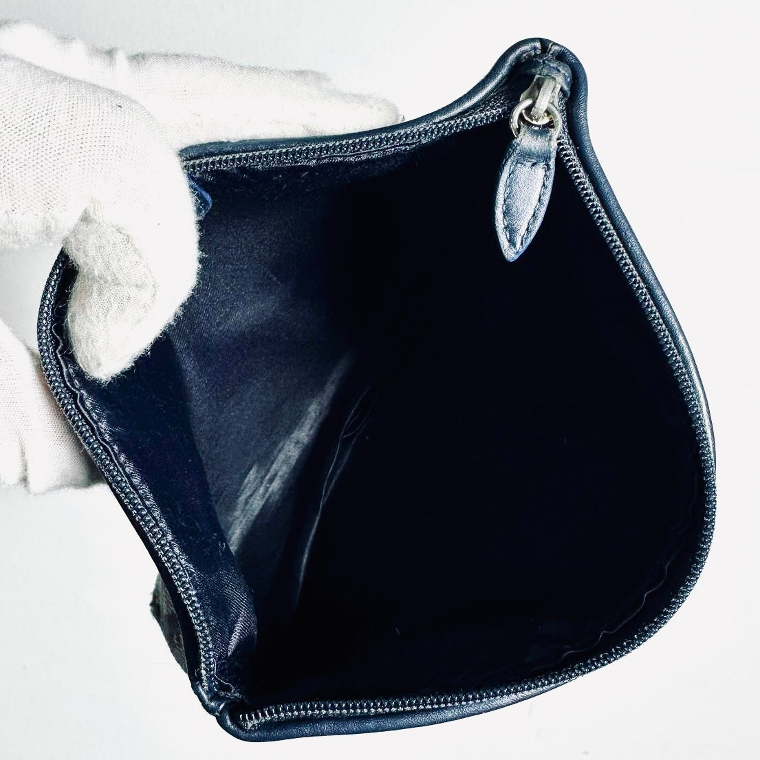Christian Dior CD Navy Blue Oblique Monogram Logo Zip Cosmetic Toiletry Pouch Clutch Case