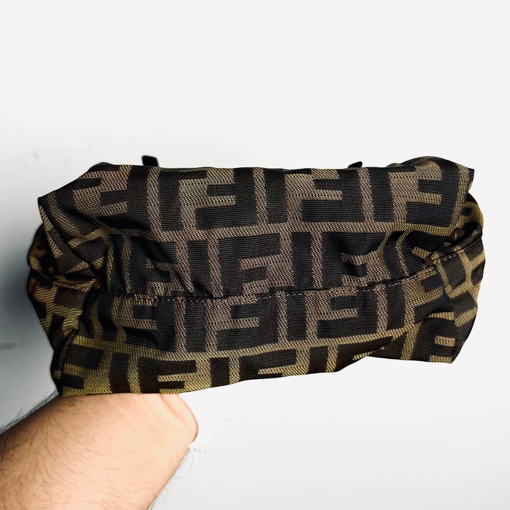 Fendi Brown FF Monogram Logo Zucca Zucchino Shopper Shoulder Tote Bag