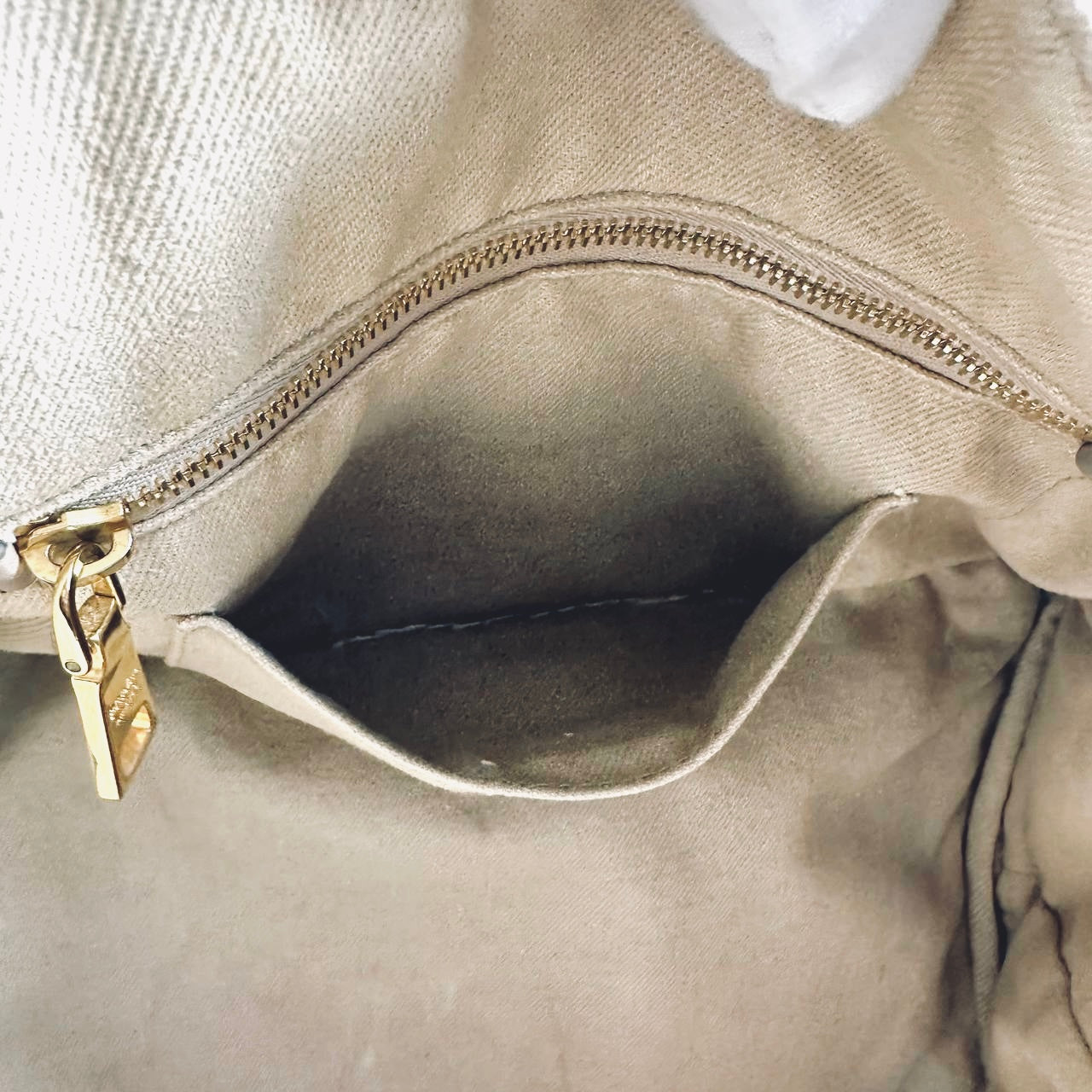 Prada Beige Cream GHW Canapa Small Monogram Logo Shopper Tote Bag