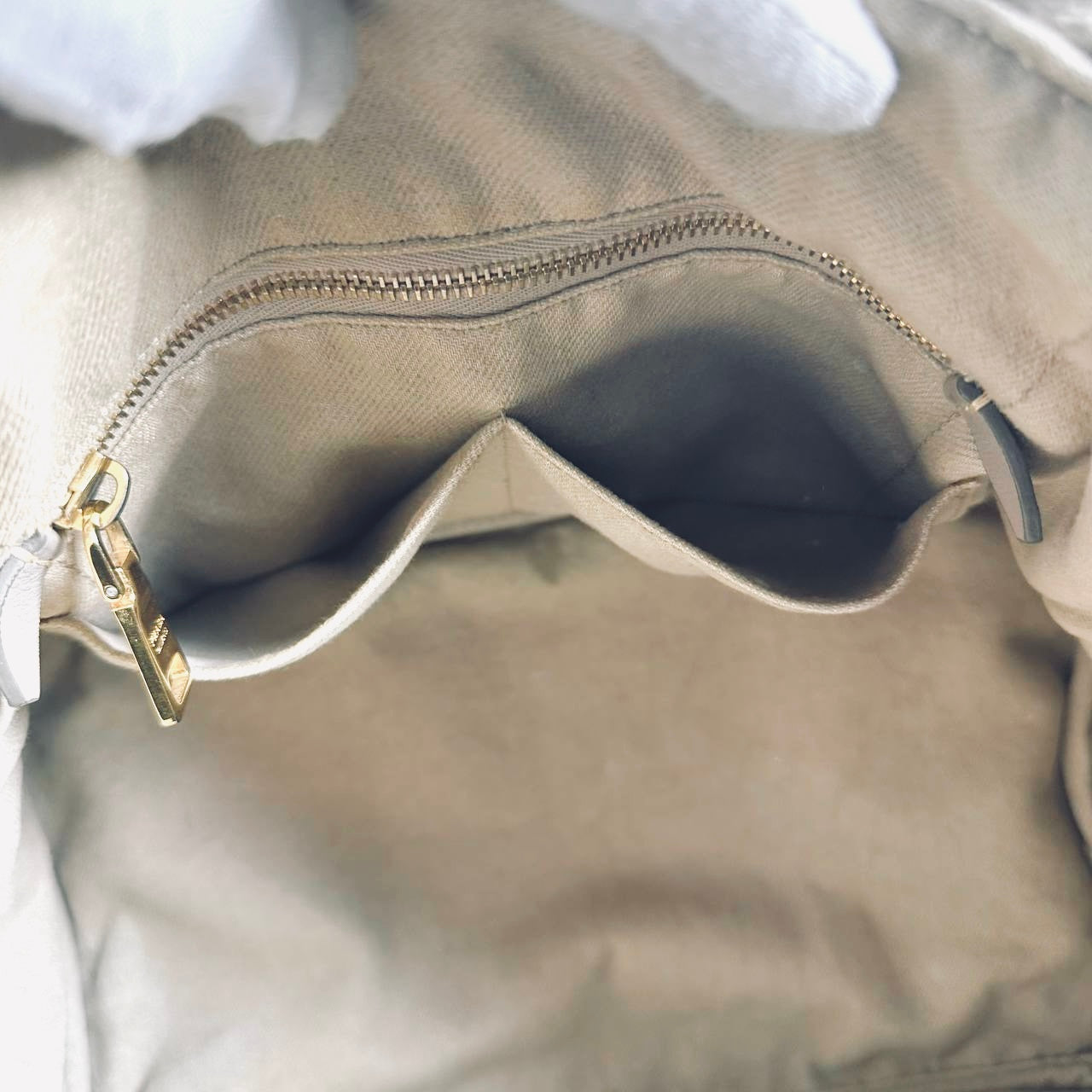 Prada Beige Cream GHW Canapa Small Monogram Logo Shopper Tote Bag