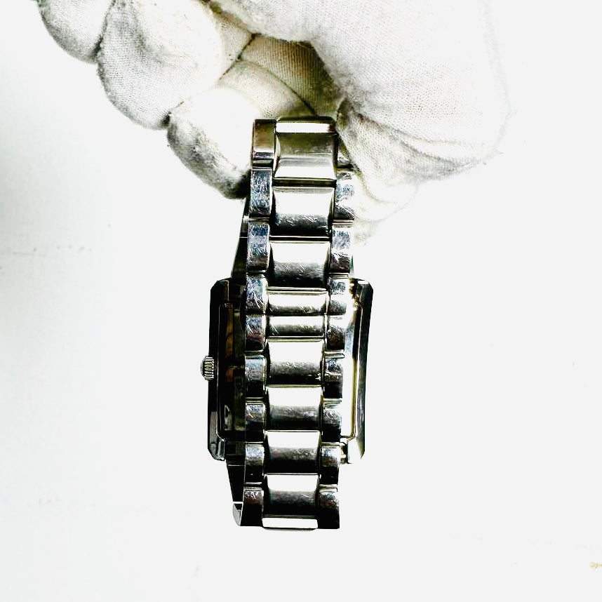 Emporio Armani White Rectangular Dial Stainless Steel 37MM Quartz Watch