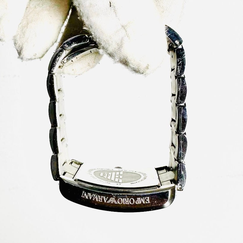 Emporio Armani White Rectangular Dial Stainless Steel 37MM Quartz Watch