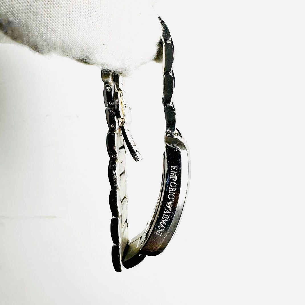 Emporio Armani White Rectangular Dial Stainless Steel 37MM Quartz Watch