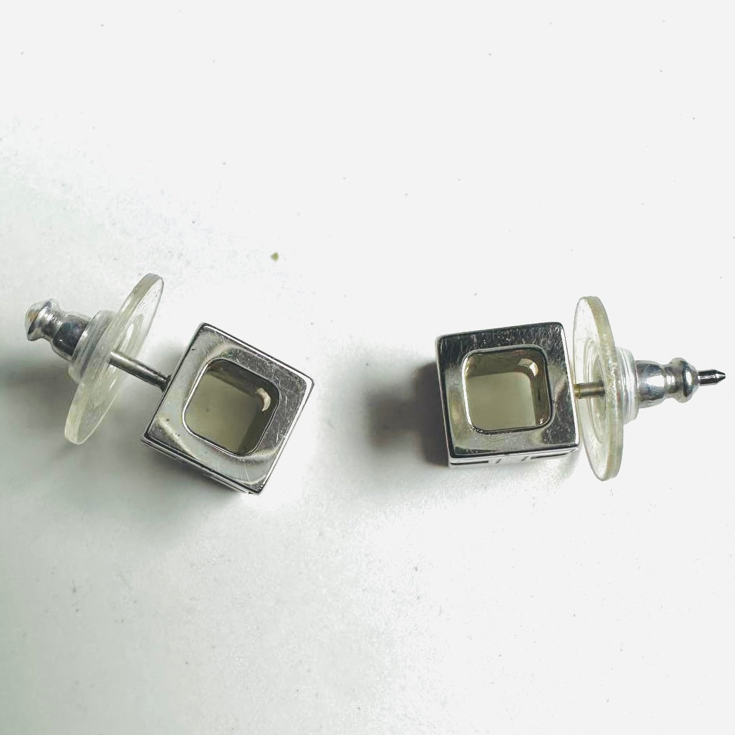 Hermes Rose Dragee Pink Cube H Cage D’Hermes Monogram Logo Stud Earrings