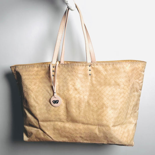 Bottega Veneta BV Cream Beige Intrecciato Intrecciomirage Printed Woven Fabric Shopper Shoulder Tote Bag