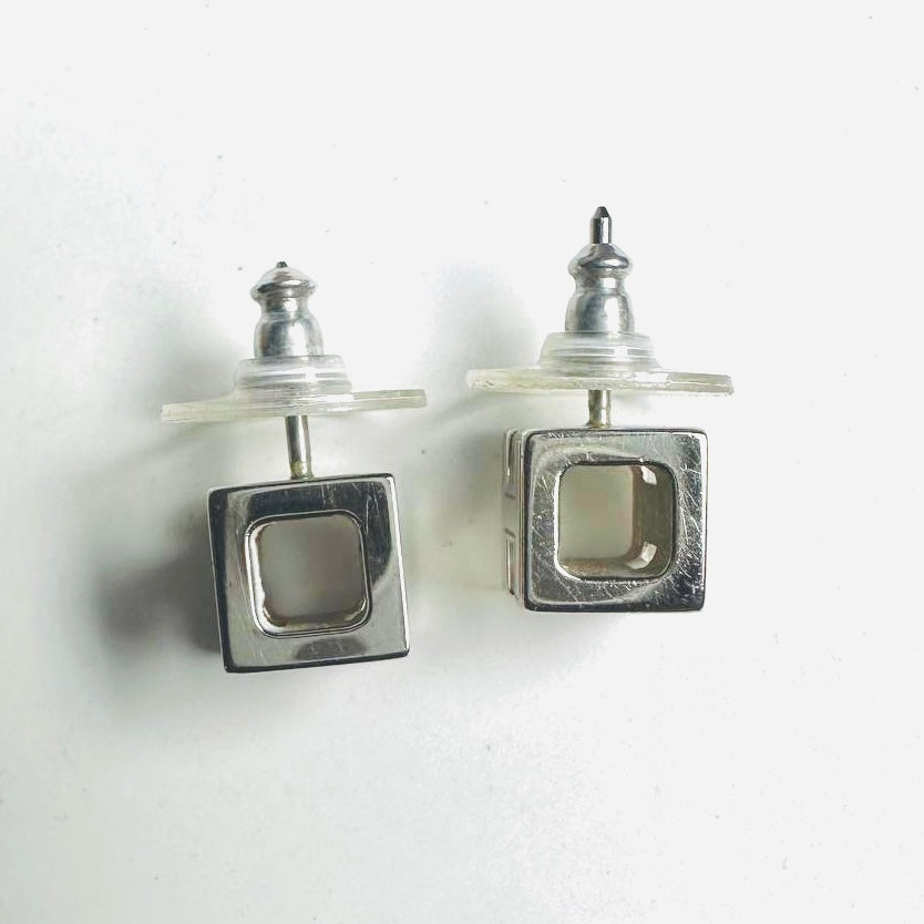 Hermes Rose Dragee Pink Cube H Cage D’Hermes Monogram Logo Stud Earrings