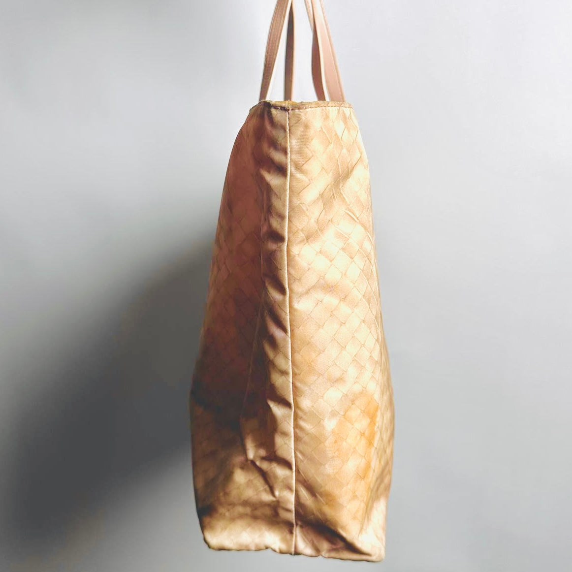 Bottega Veneta BV Cream Beige Intrecciato Intrecciomirage Printed Woven Fabric Shopper Shoulder Tote Bag