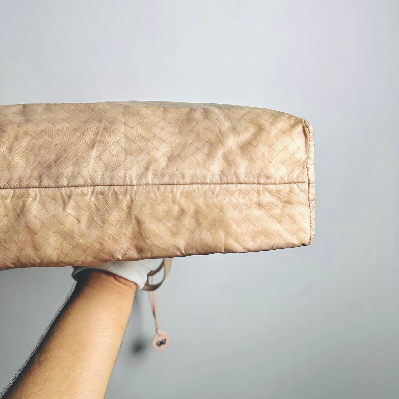 Bottega Veneta BV Cream Beige Intrecciato Intrecciomirage Printed Woven Fabric Shopper Shoulder Tote Bag