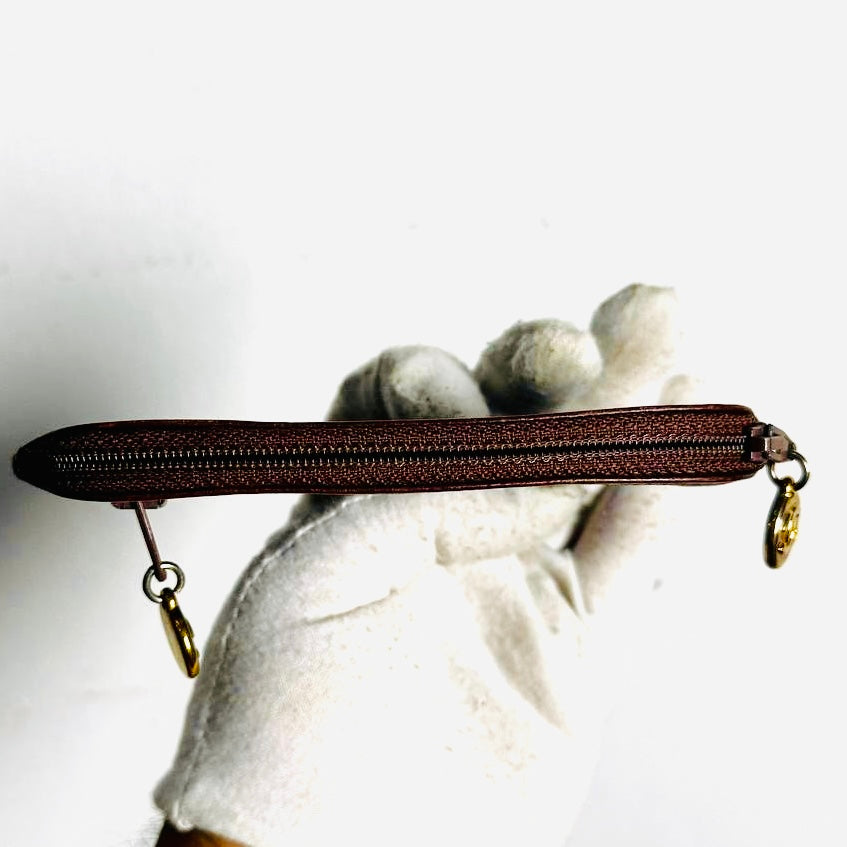 Chanel Maroon GHW Giant CC Logo Caviar Small Keyring Zip Pouch Clutch