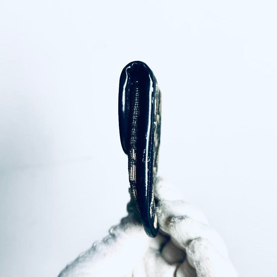 Christian Dior CD Navy Blue GHW Oblique Monogram Logo Flap Coin Pouch Case