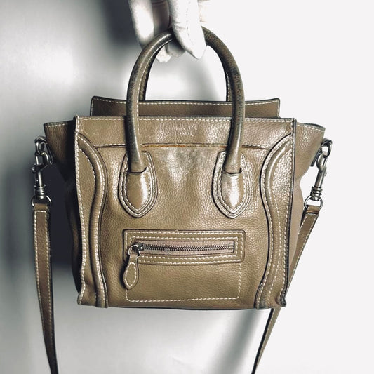 Celine Souris Nano Luggage Monogram Logo Top Handle Shoulder Sling Bag