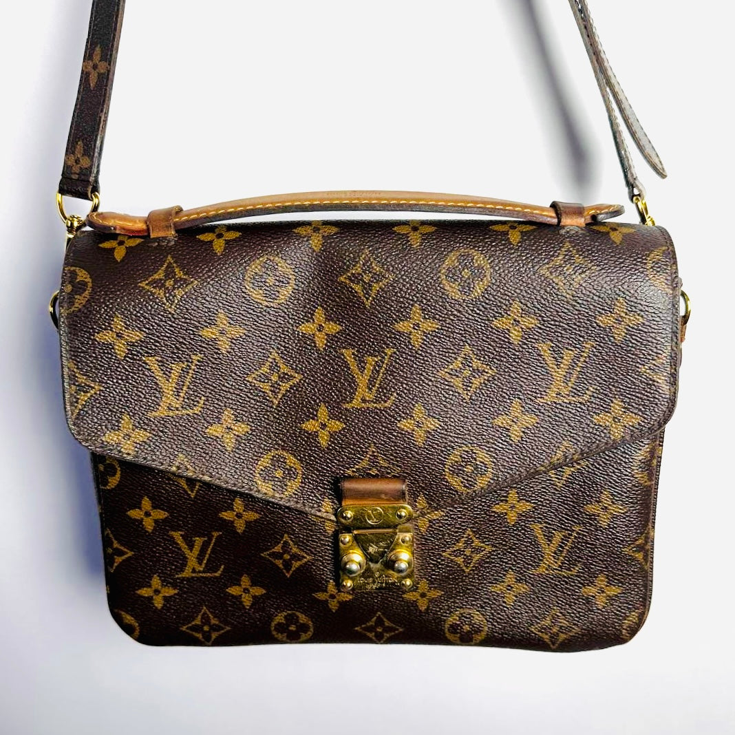 Louis Vuitton LV Pochette Metis Monogram Logo GHW 2-Way Flap Top Handle Shoulder Sling Bag
