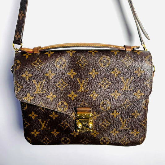 Louis Vuitton LV Pochette Metis Monogram Logo GHW 2-Way Flap Top Handle Shoulder Sling Bag