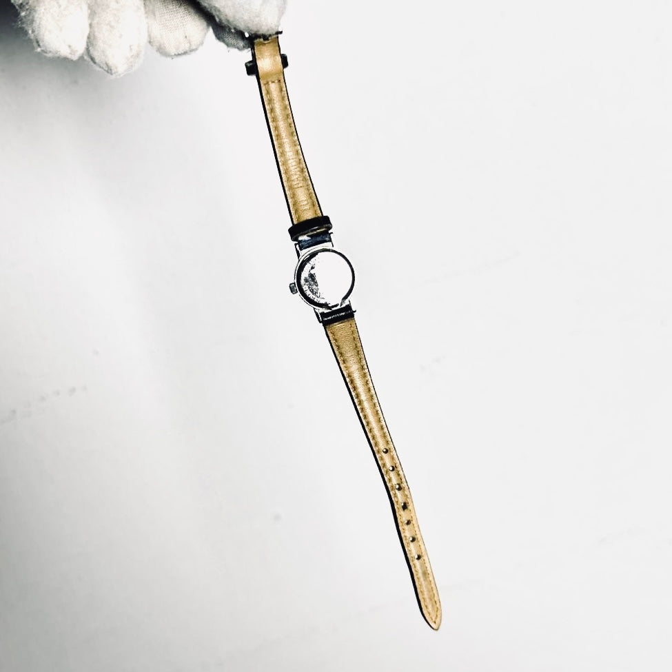 Tiffany & Co T&C Atlas Round White Dial Black Leather Strap 20MM Quartz Watch