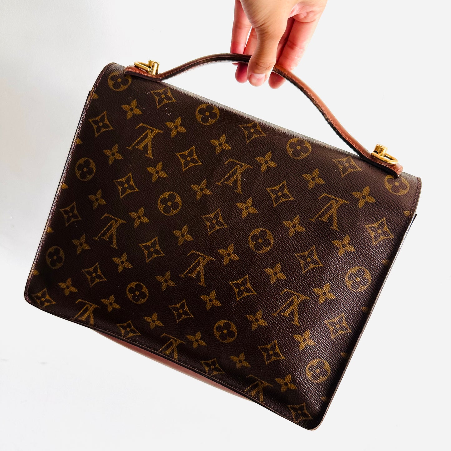 Louis Vuitton LV Monceau 28 Monogram Logo GHW Vintage Top Handle Flap Bag