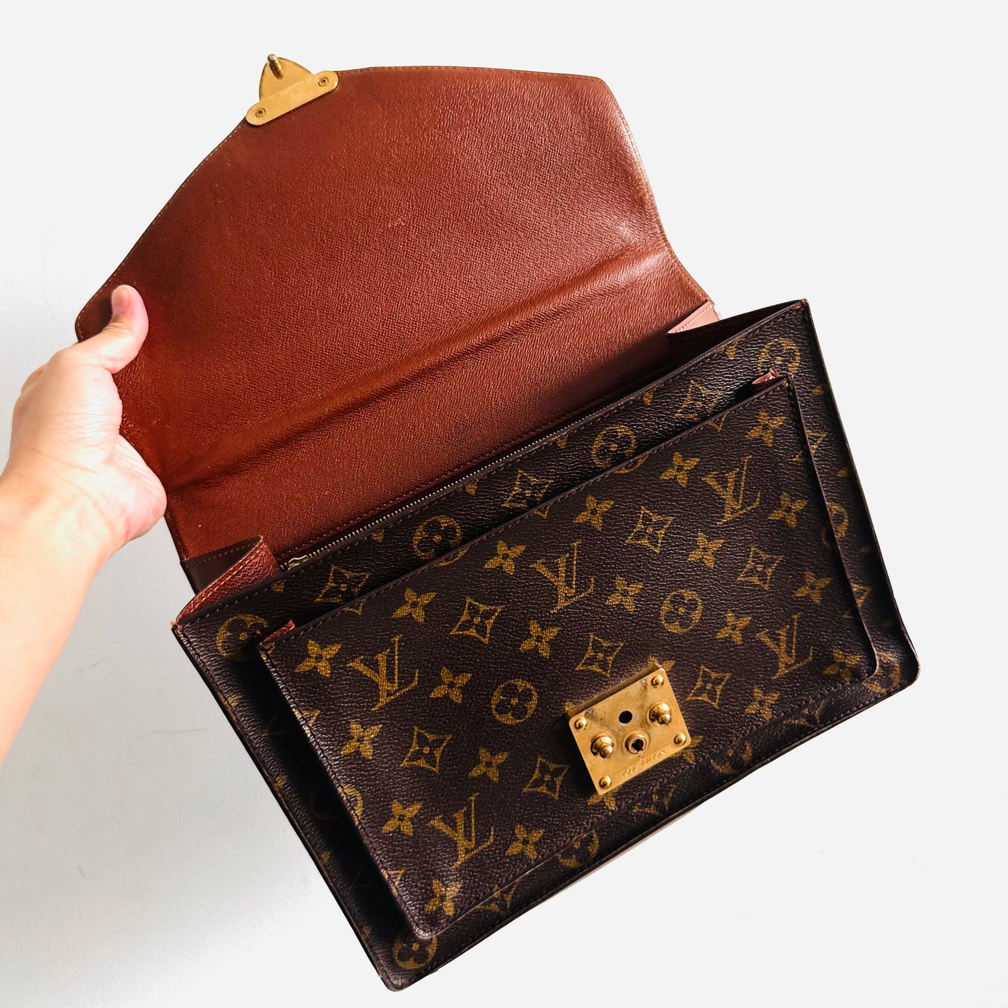 Louis Vuitton LV Monceau 28 Monogram Logo GHW Vintage Top Handle Flap Bag