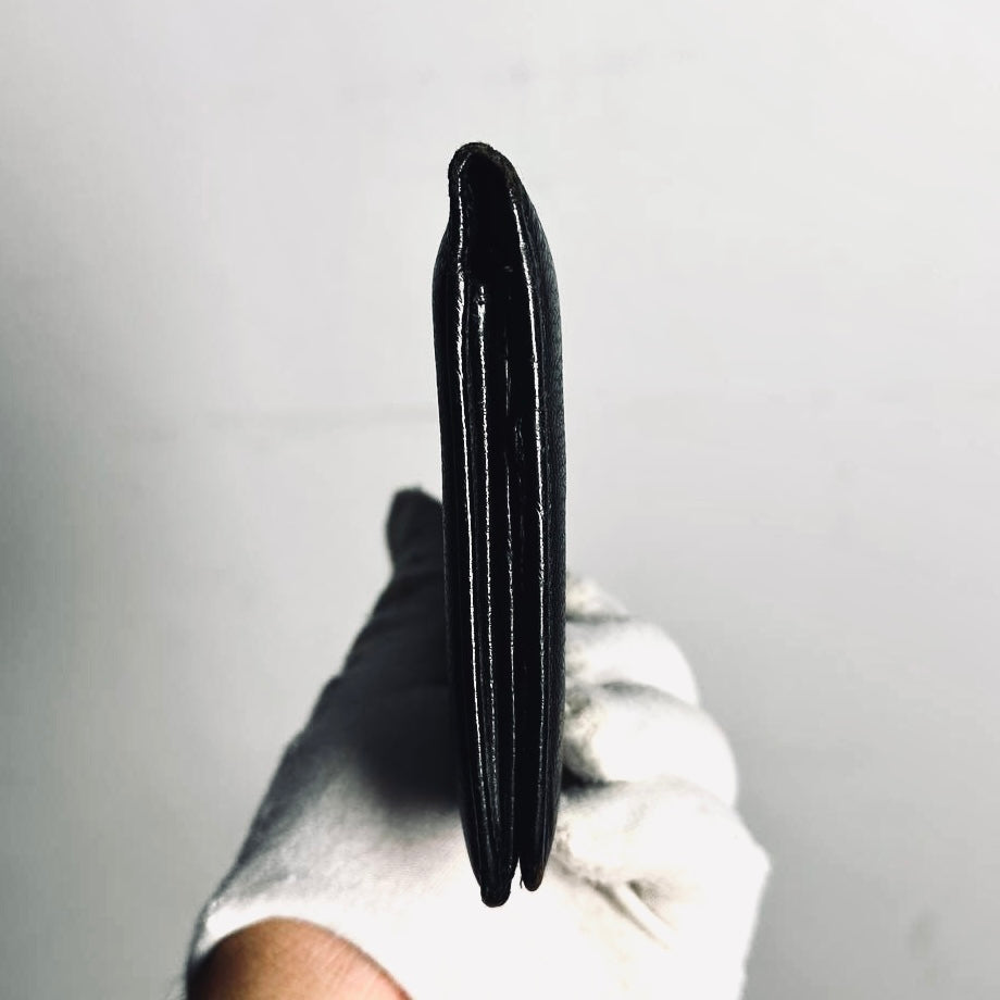 Chanel CC Black Chevre Leather Monogram Logo Bifold Long Wallet 8s