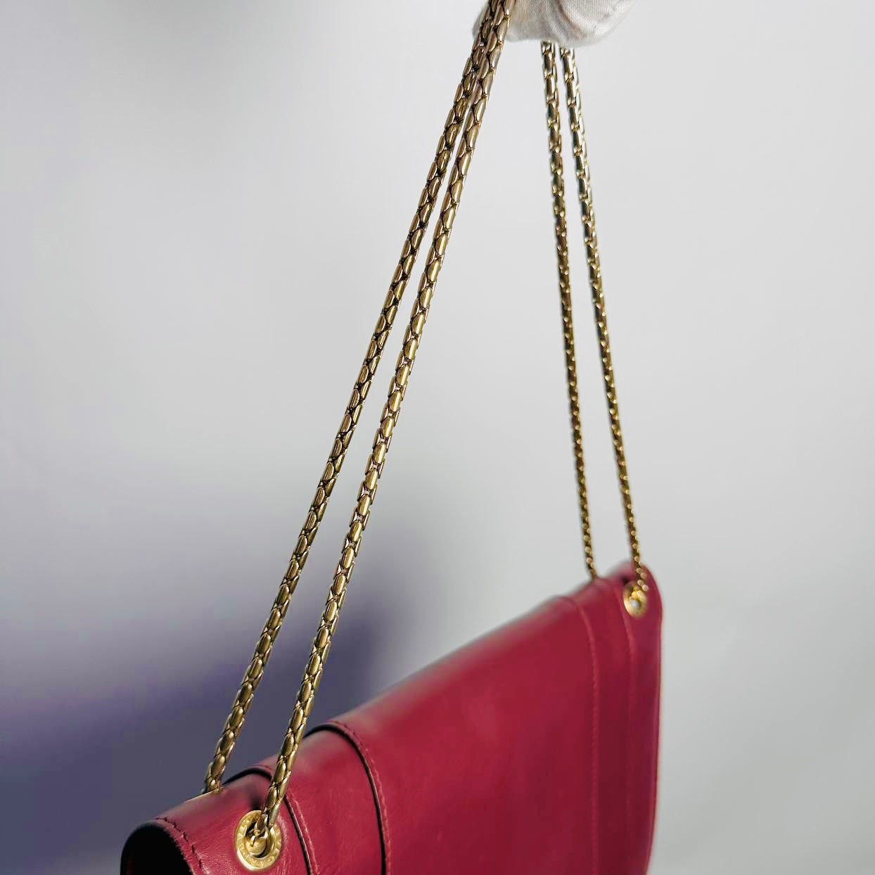 Bvlgari Bulgari Serpenti Forever Maroon Burgundy GHW Calfskin Leather Monogram Logo 2-Way Chain Shoulder Sling Flap Bag