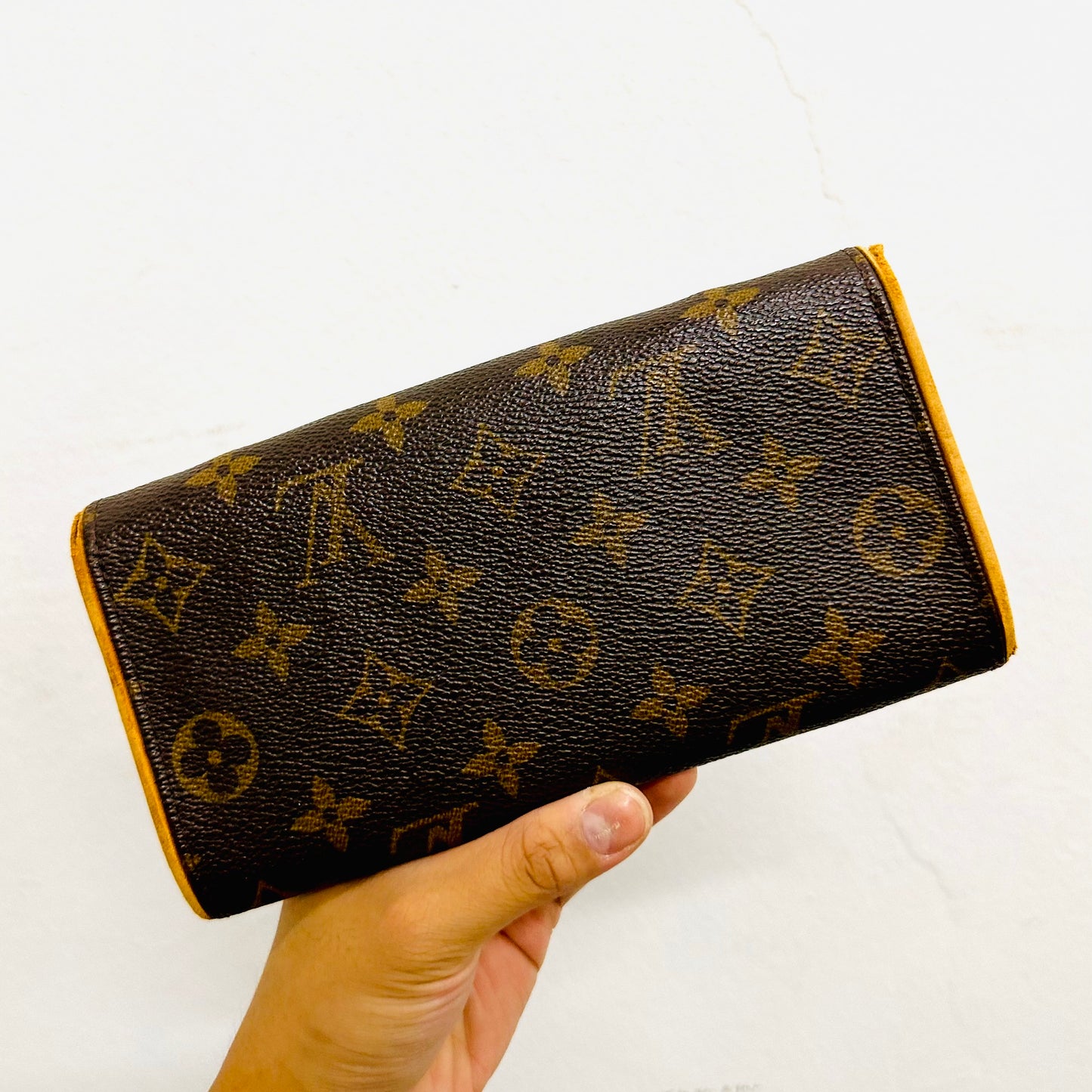 Louis Vuitton LV Pochette Twin PM Monogram Logo GHW Shoulder Sling Bag Pouch Clutch