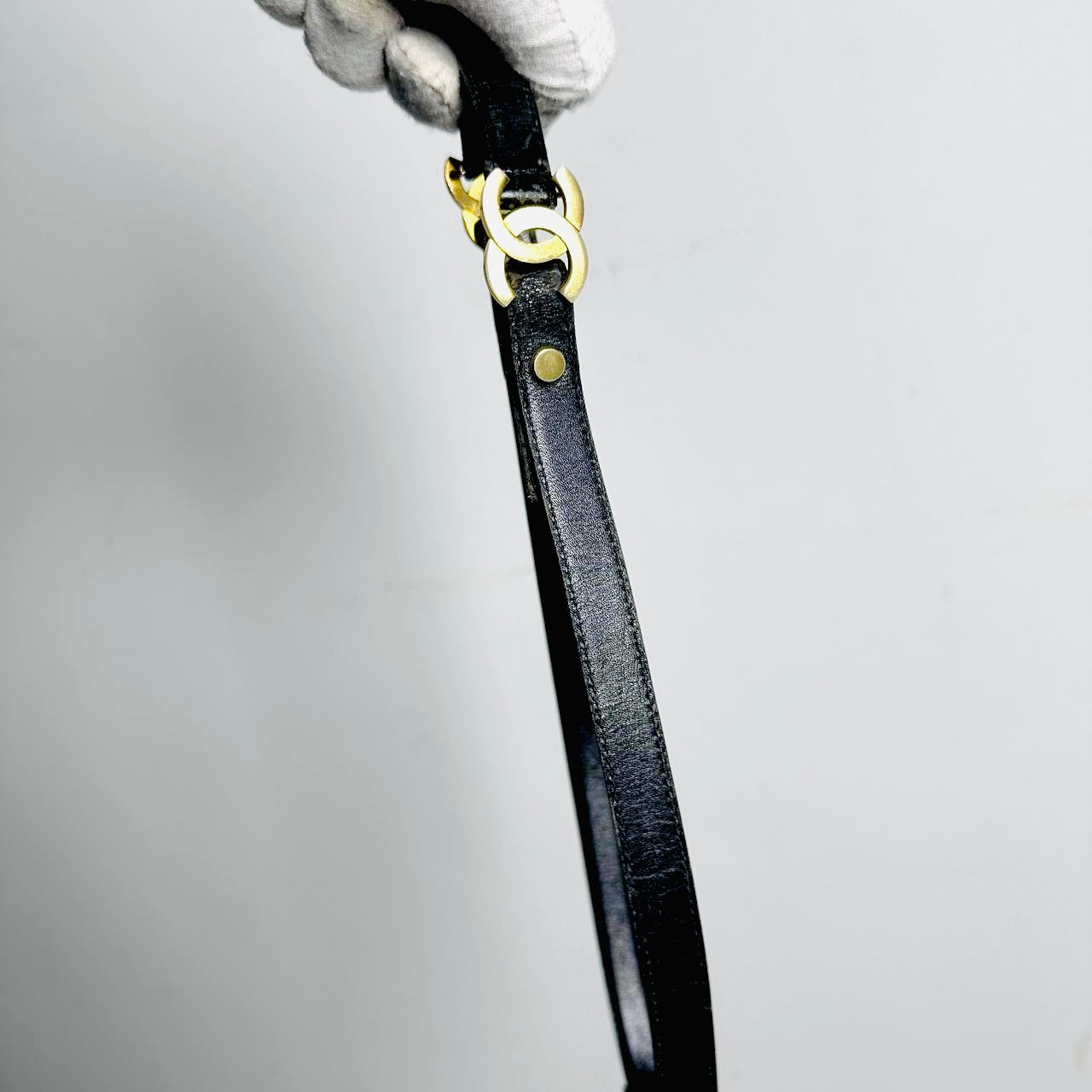 Chanel CC Black GHW Gold Giant Double Monogram Logo Smooth Leather 30MM Iconic Belt