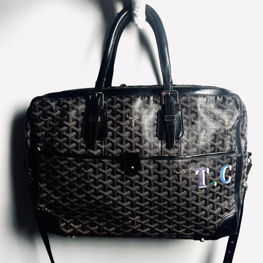 Goyard Black Ambassador MM Briefcase Monogram Logo Goyardine Tote Bag