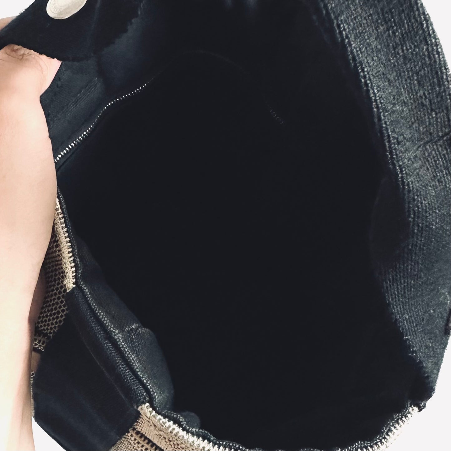 Hermes Ash / Black Toile Saxor PM Bucket Tote Bag