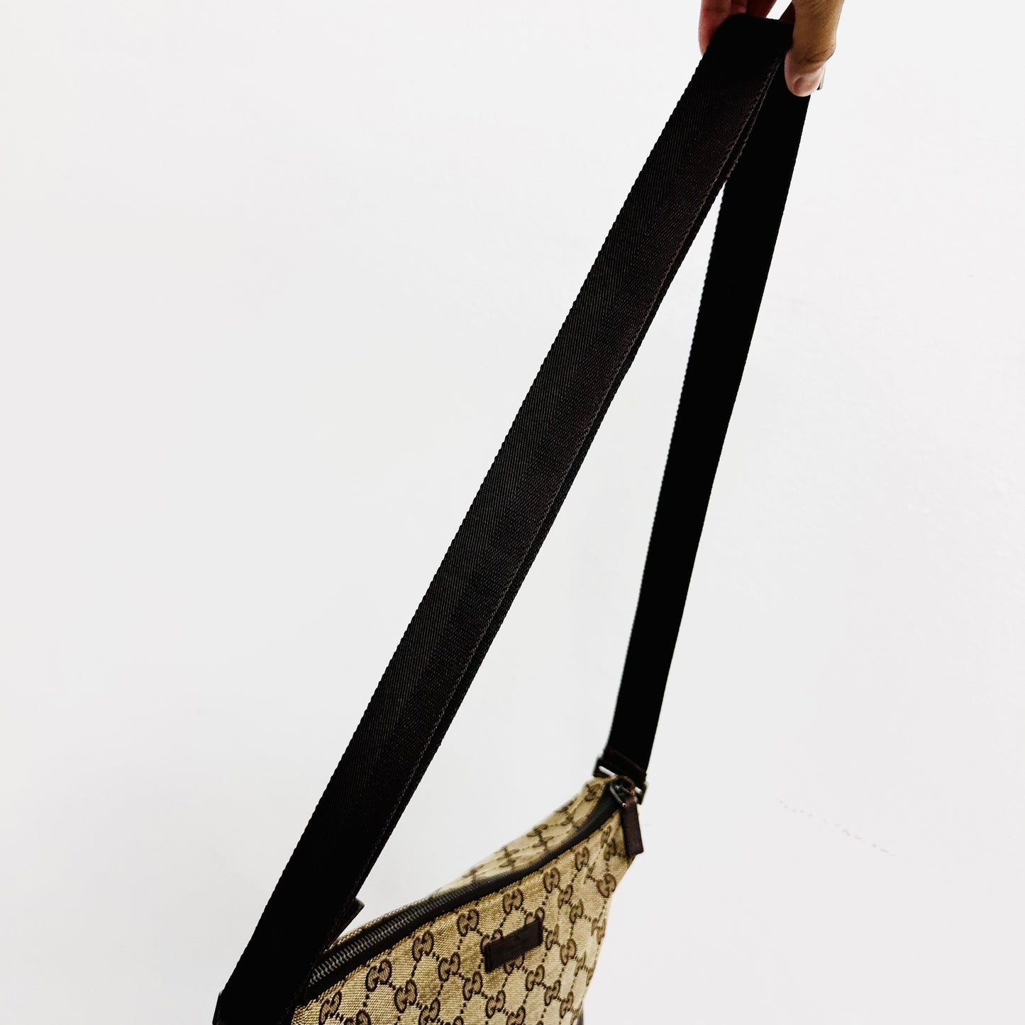 Gucci Beige / Dark Brown GG Monogram Logo Shoulder Sling Bag