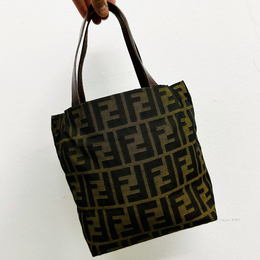 Fendi Brown Zucca FF Monogram Logo Mini Shopper Tote Bag