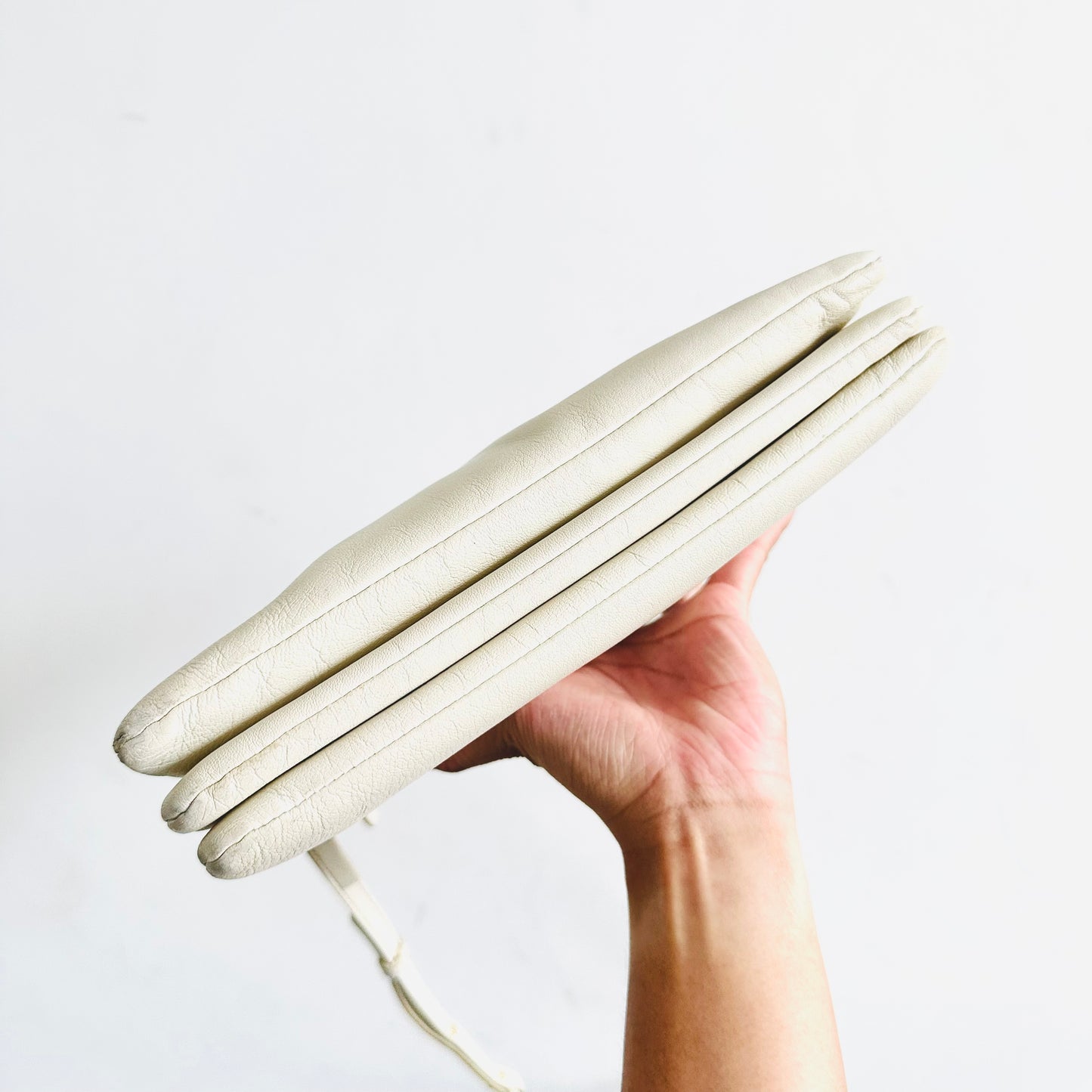 Celine White GHW Large Trio Logo Shoulder Sling Bag / Pouch Clutch Case