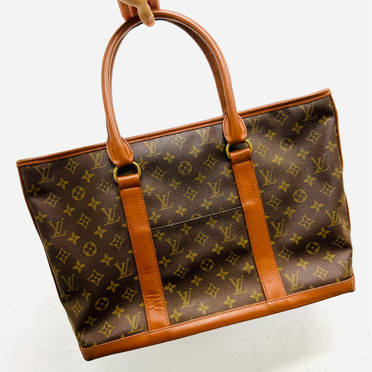 Louis Vuitton LV Sac Weekend Monogram Logo GHW Vintage Shopper Shoulder Tote Bag