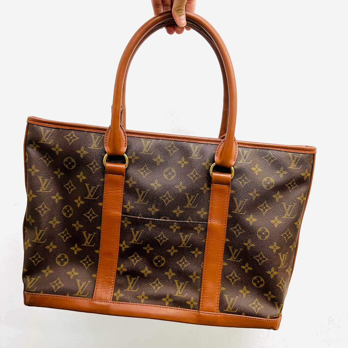 Louis Vuitton LV Sac Weekend Monogram Logo GHW Vintage Shopper Shoulder Tote Bag