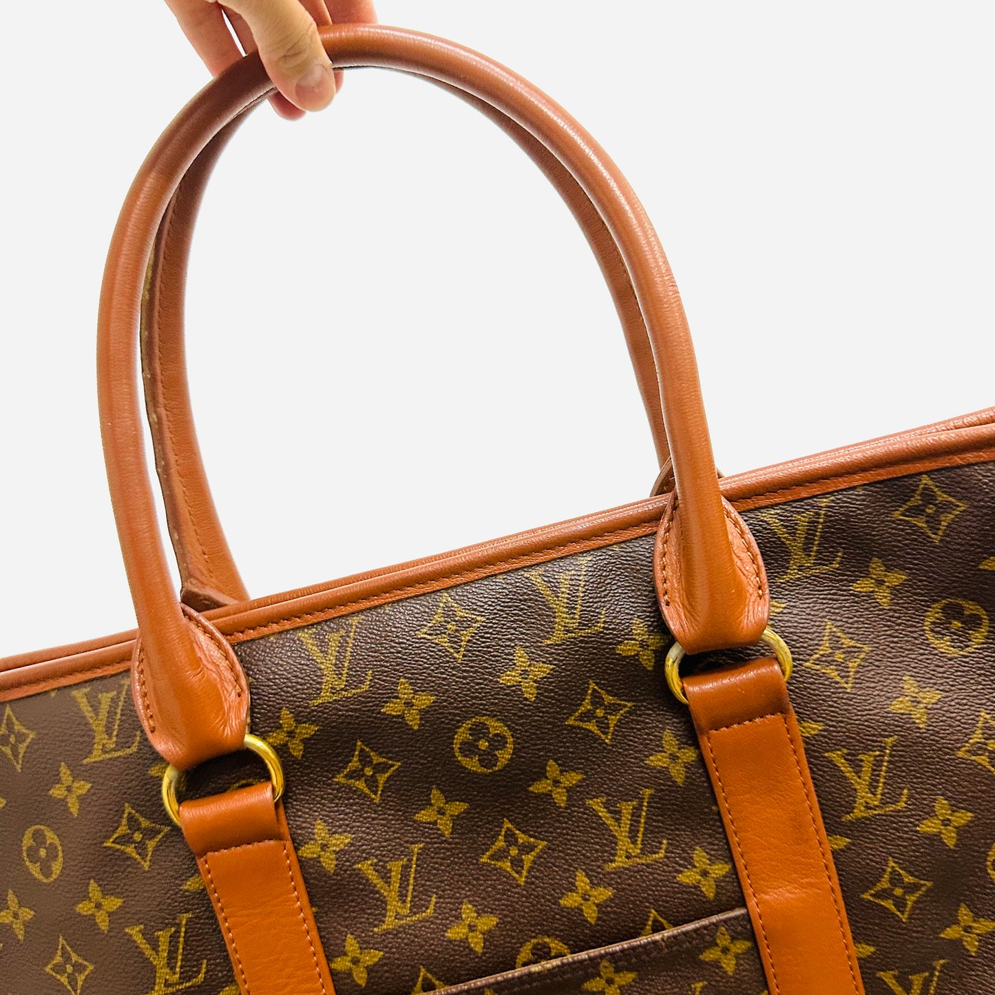 Louis Vuitton LV Sac Weekend Monogram Logo GHW Vintage Shopper Shoulder Tote Bag