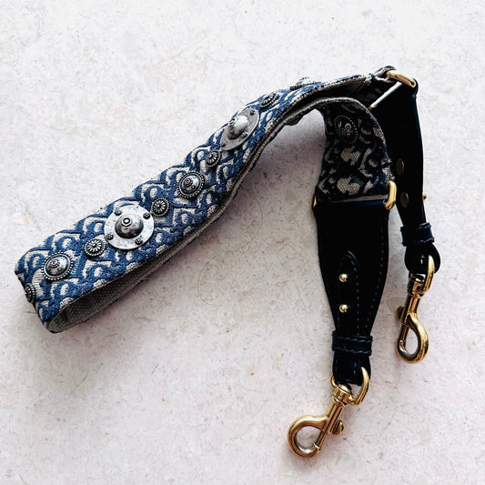 Christian Dior CD Navy Blue Oblique Jacquard Monogram Logo Canvas Bag Shoulder Strap