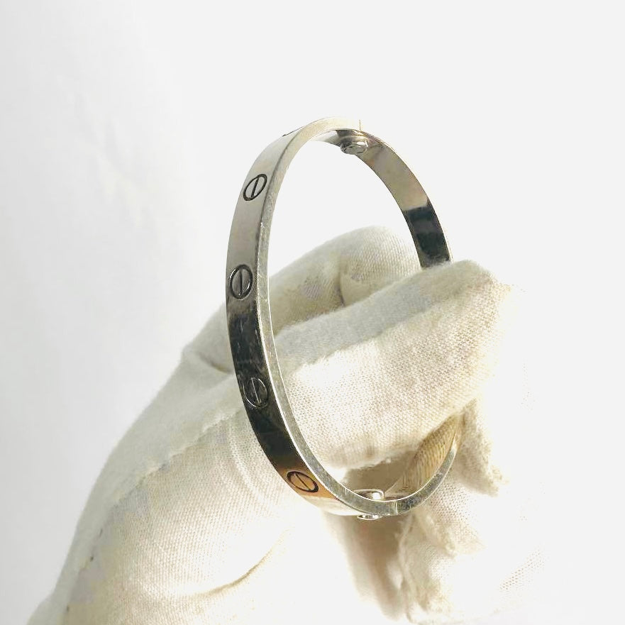 Cartier Love Classic White Gold Bangle Bracelet Size 16