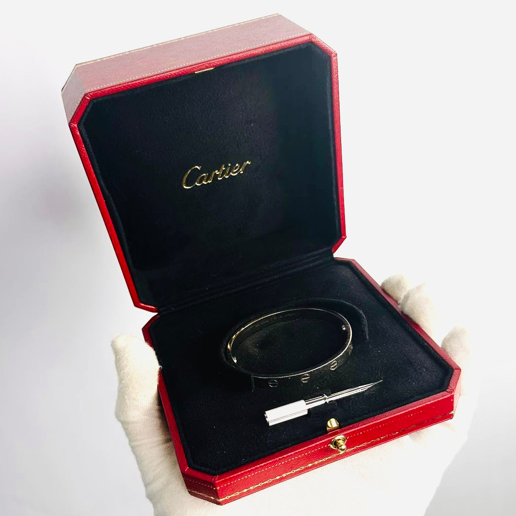 Cartier Love Classic White Gold Bangle Bracelet Size 16
