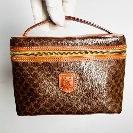 Celine Triomphe Macadam Monogram Logo Vintage Vanity Case Top Handle Bag