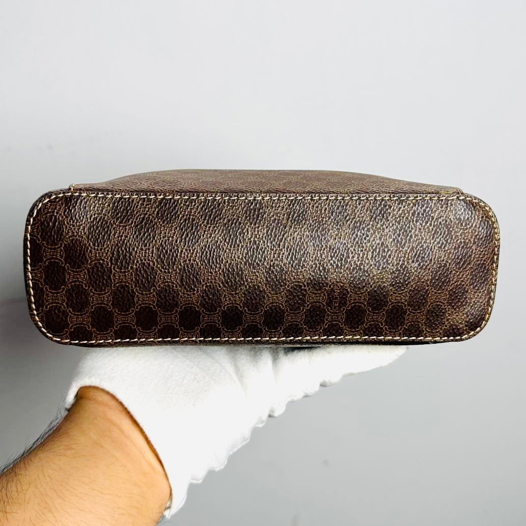 Celine Triomphe Macadam Monogram Logo Vintage Vanity Case Top Handle Bag