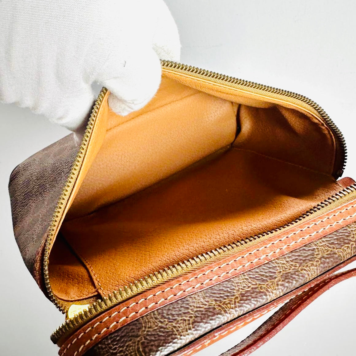 Celine Triomphe Macadam Monogram Logo Vintage Vanity Case Top Handle Bag