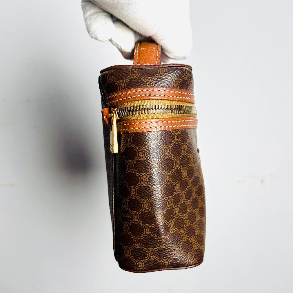 Celine Triomphe Macadam Monogram Logo Vintage Vanity Case Top Handle Bag