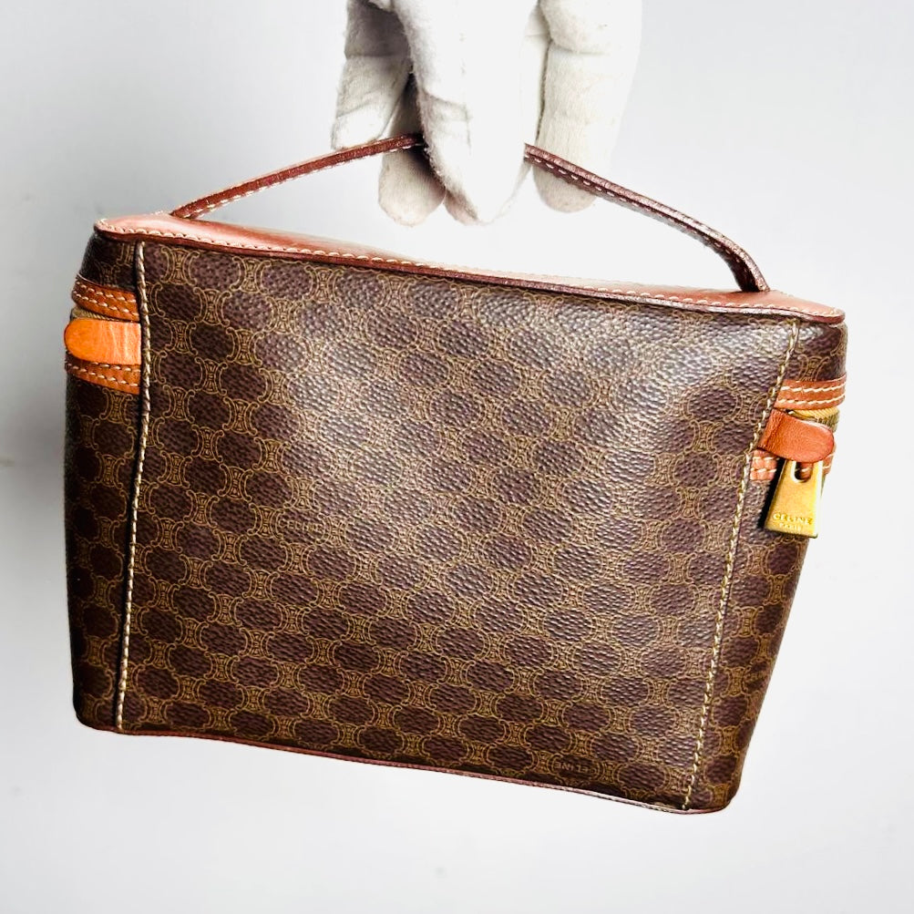 Celine Triomphe Macadam Monogram Logo Vintage Vanity Case Top Handle Bag