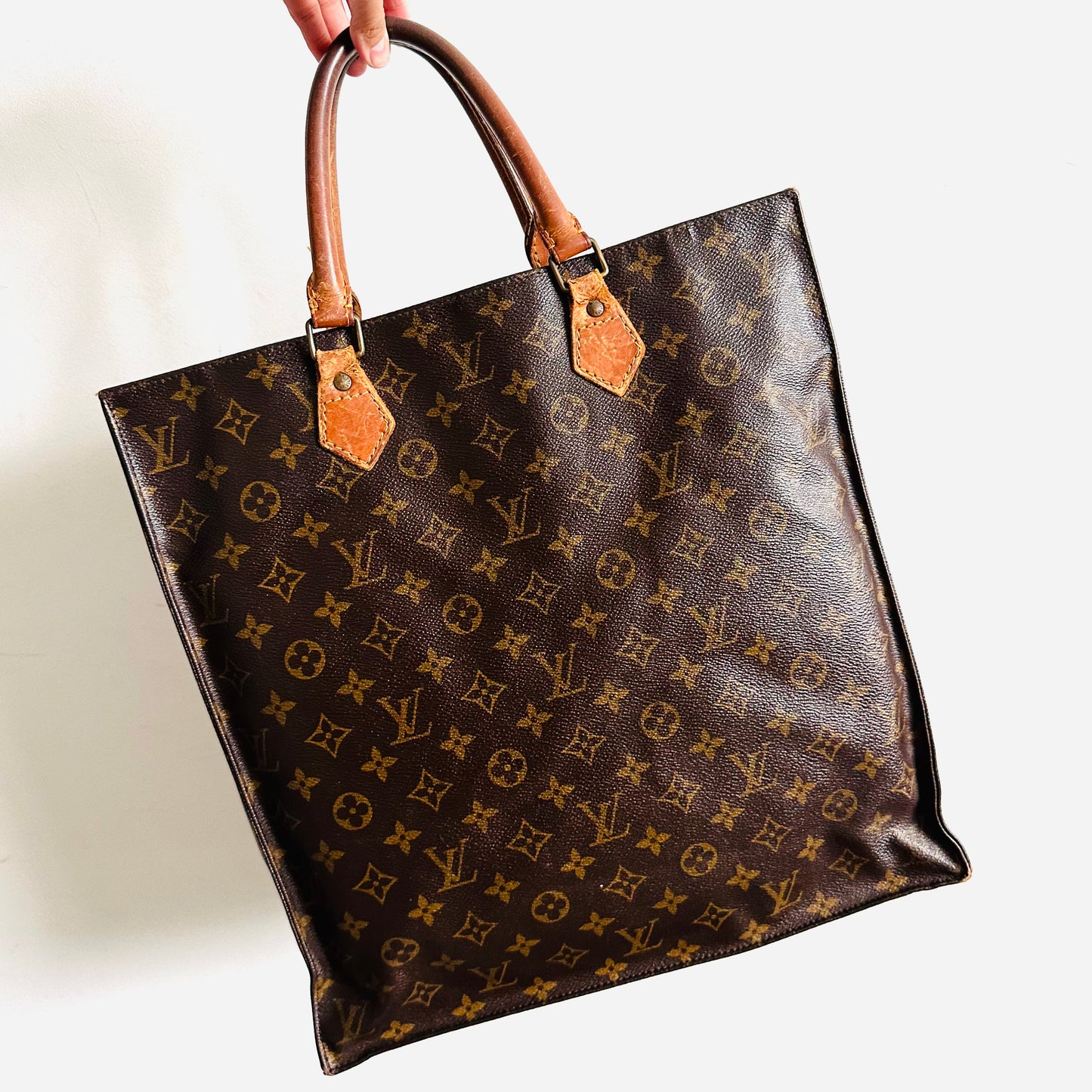 Louis Vuitton LV Monogram Logo GHW Vintage Top Handle Sac Plat Tote Bag