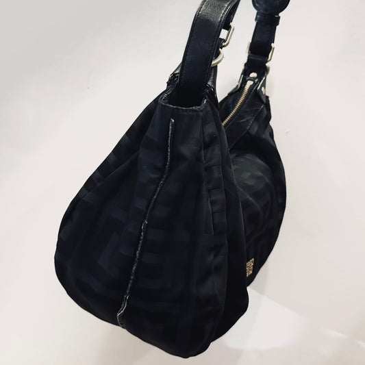 Givenchy Black GHW Classic Monogram Logo Hobo Baguette Shoulder Bag