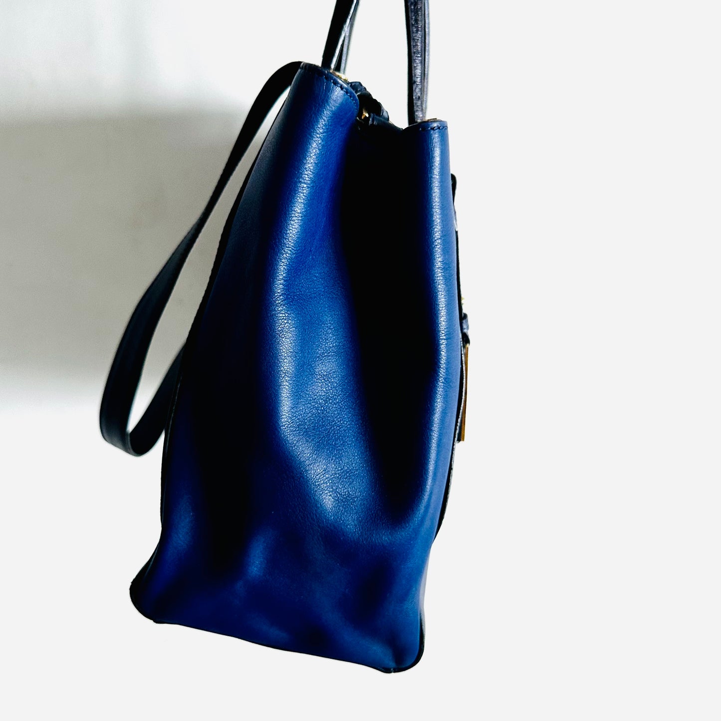 Fendi 2 De Jour 2jours Midnight Navy Blue GHW 2-Way Top Handle Shoulder Sling Tote Bag