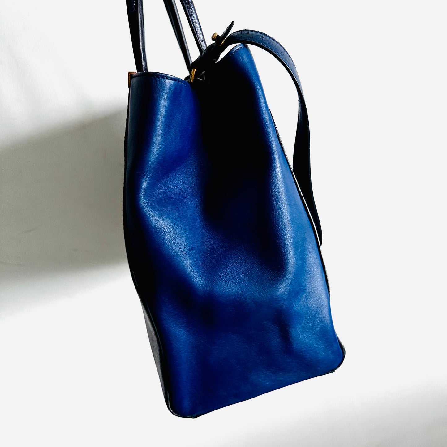 Fendi 2 De Jour 2jours Midnight Navy Blue GHW 2-Way Top Handle Shoulder Sling Tote Bag