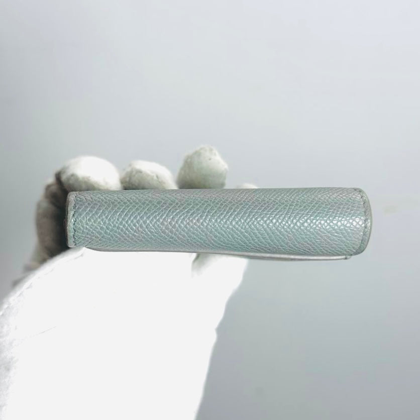 Christian Dior CD 30 Montaigne Medium Lotus Stone Grey / Gray GHW Grained Calfskin Monogram Logo Flap Compact Trifold Wallet