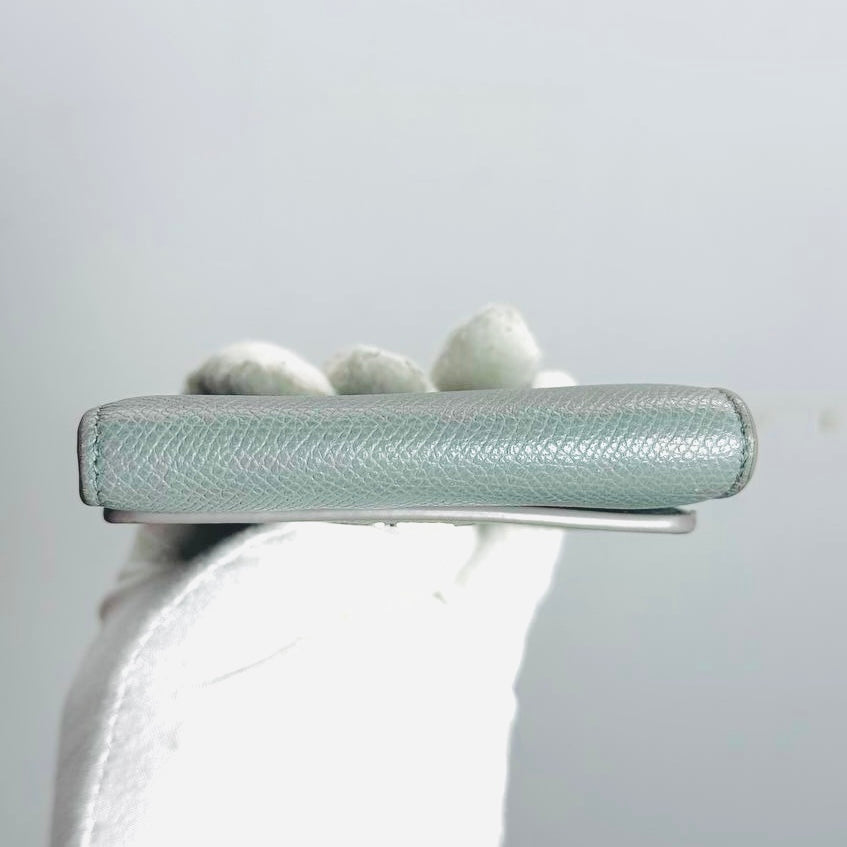 Christian Dior CD 30 Montaigne Medium Lotus Stone Grey / Gray GHW Grained Calfskin Monogram Logo Flap Compact Trifold Wallet