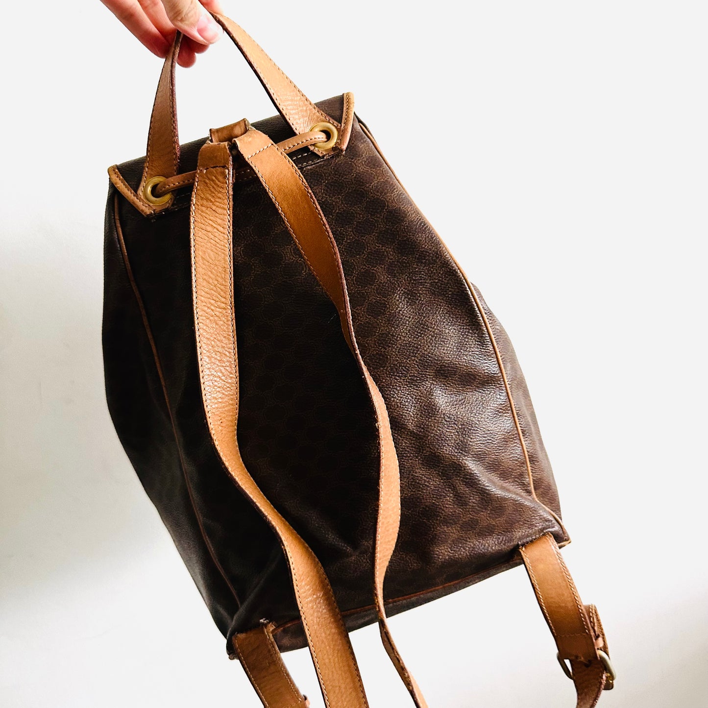 Celine Triomphe Macadam Monogram Logo GHW Vintage Backpack Drawstring Bag